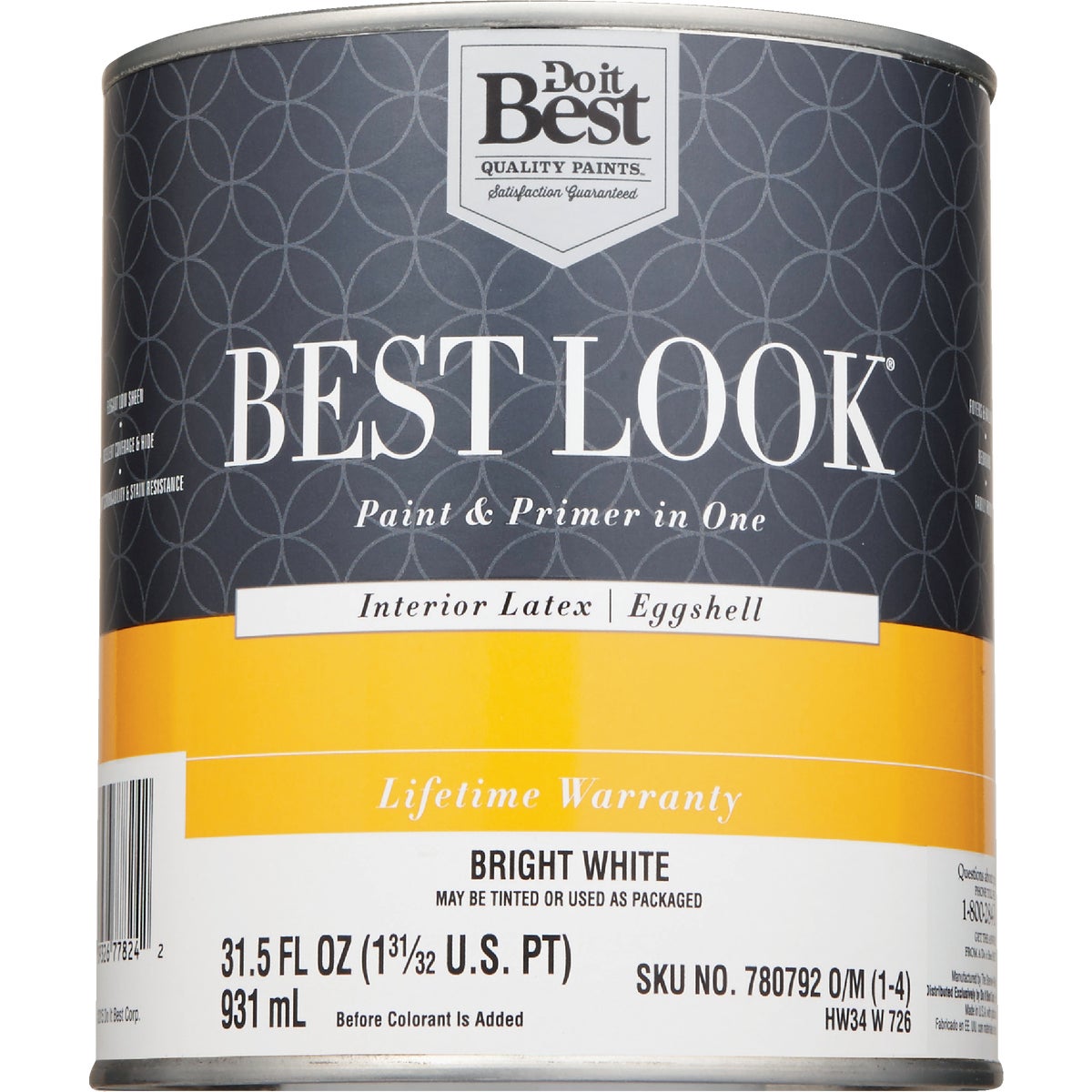 Best Look Latex Premium Paint & Primer In One Eggshell Interior Wall Paint, Bright White, 1 Qt. Image 2