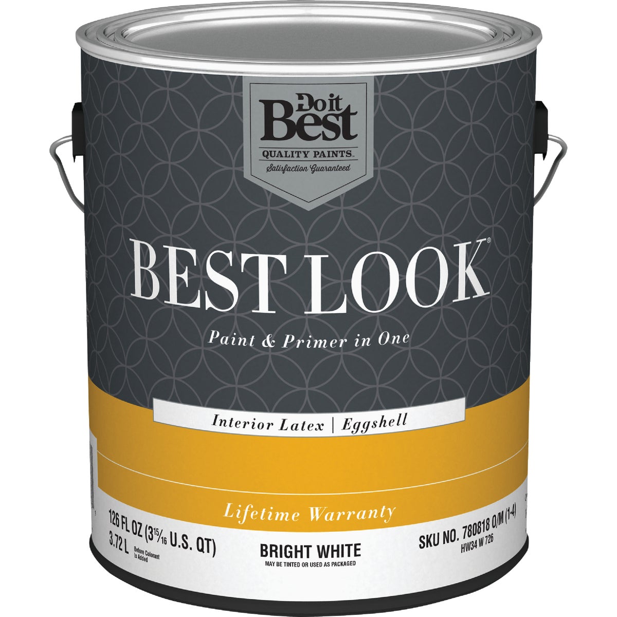 Best Look Latex Premium Paint & Primer In One Eggshell Interior Wall Paint, Bright White, 1 Gal.