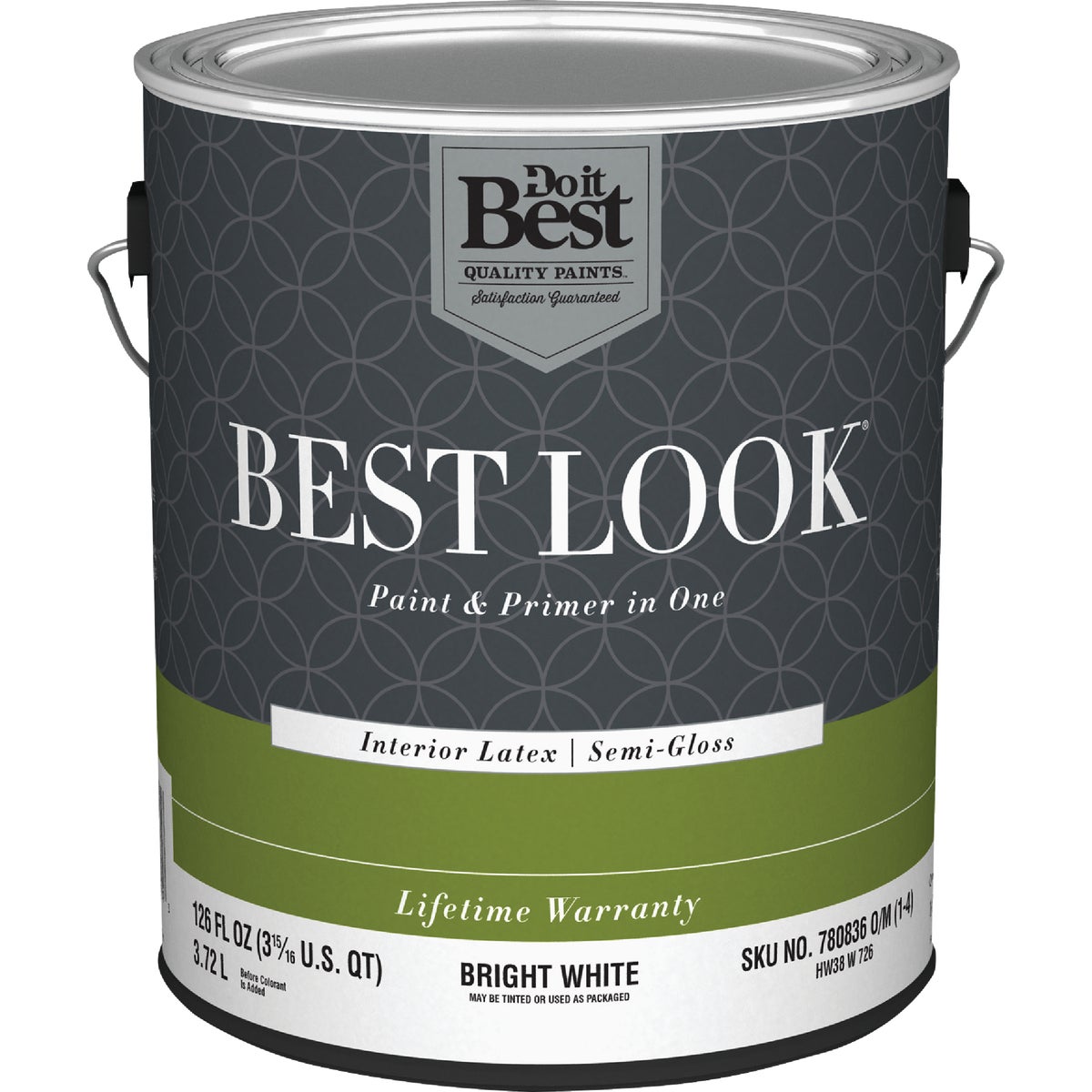 Best Look Latex Premium Paint & Primer In One Semi-Gloss Interior Wall Paint, Bright White, 1 Gal.