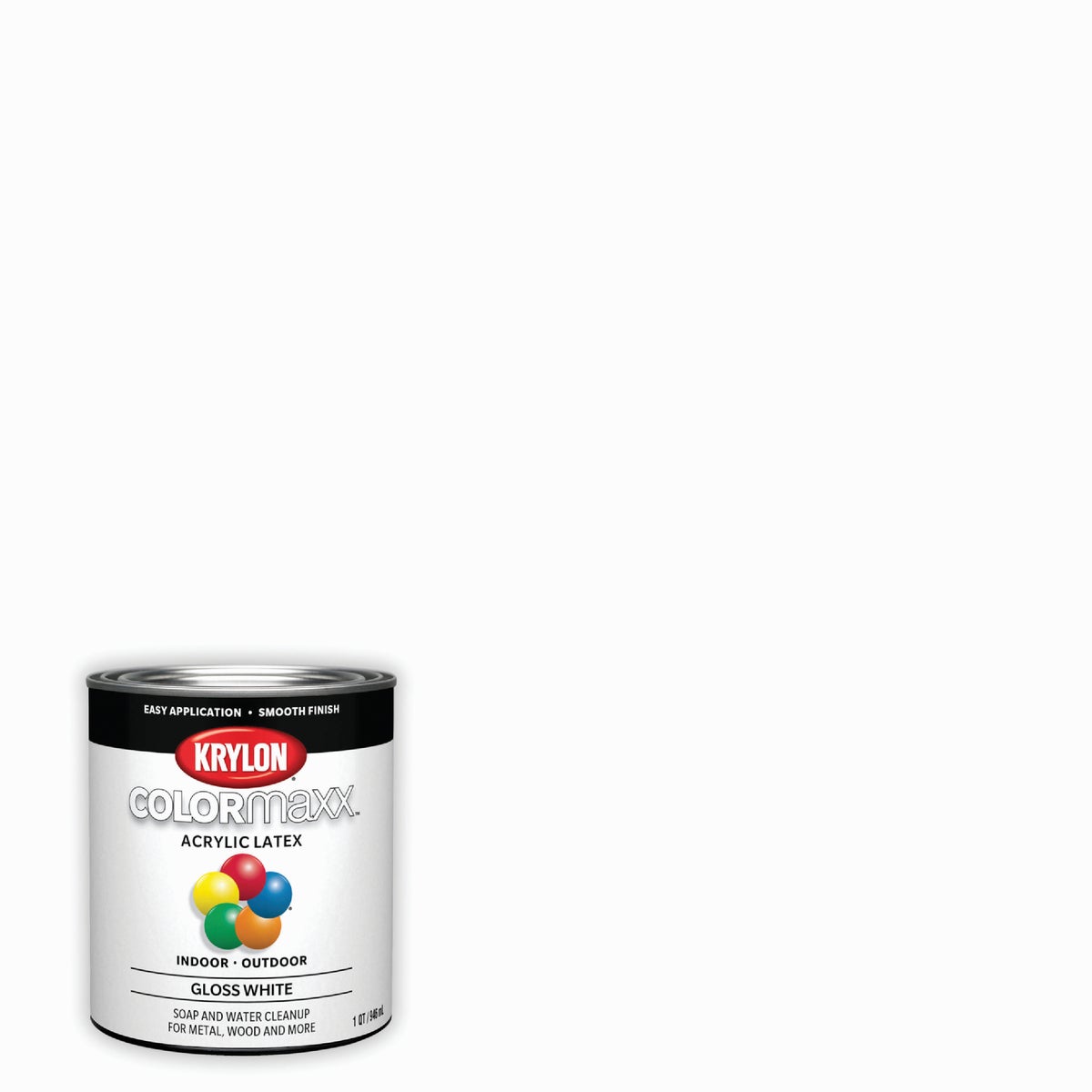 Krylon ColorMaxx Gloss Interior/Exterior Acrylic Latex Paint, White, 1 Qt.