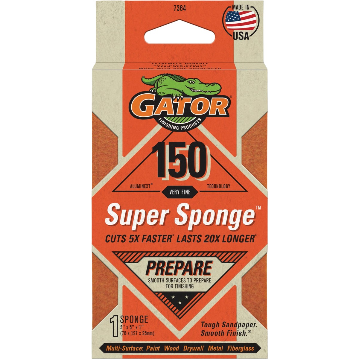 Gator Premium Super Sponge 3 In. x 5 In. x 1 In. 150 Grit Very Fine Sanding Sponge