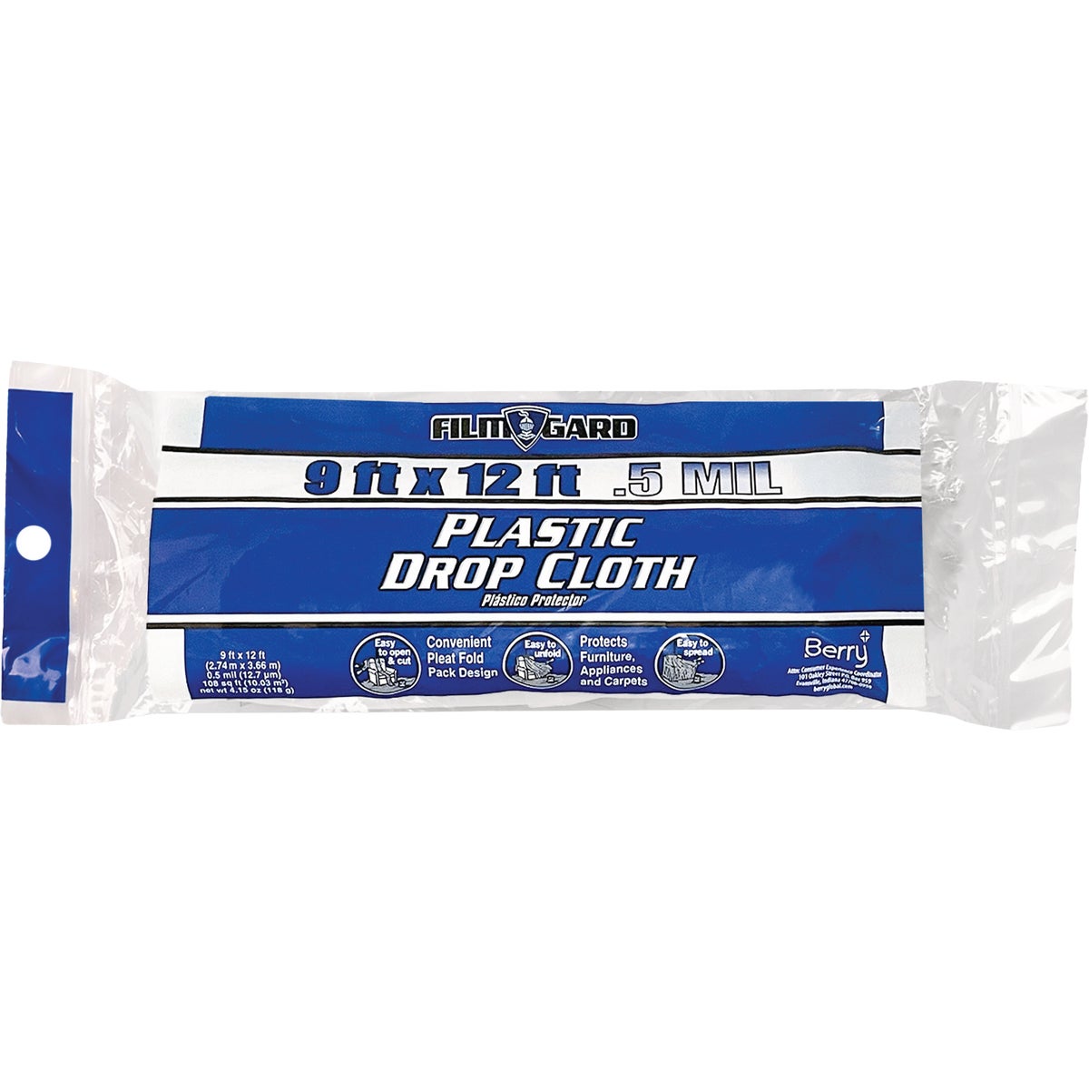 Film-Gard 9 In. x 12 Ft. Light-Duty Plastic Drop Cloth Image 1