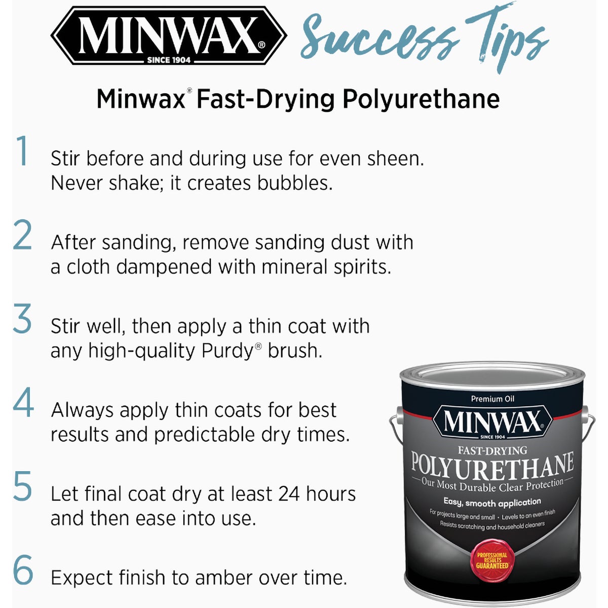Minwax VOC Satin Fast-Drying Interior Polyurethane, 1 Gal. Image 6