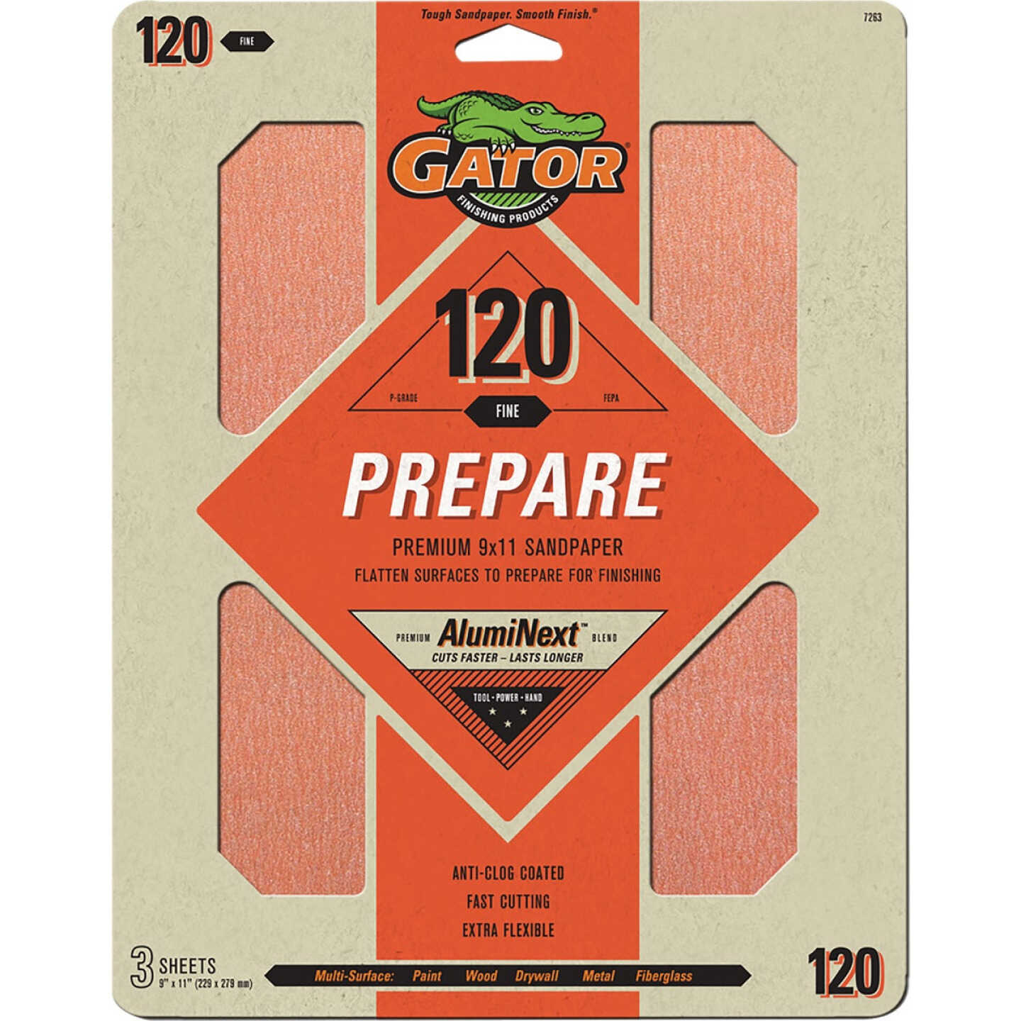 Gator 9 In. x 11 In. 120-Grit Sandpaper Sheet (3-Pack) Image 1