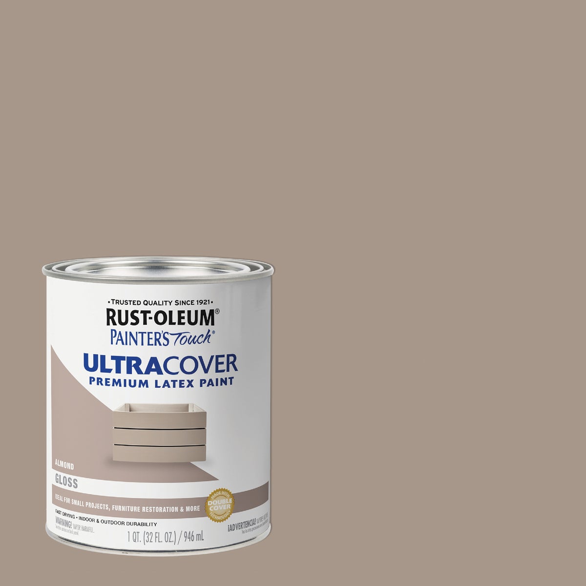 Rust-Oleum Painter's Touch 2X Ultra Cover Premium Latex Paint, Gloss Almond, 1 Qt.