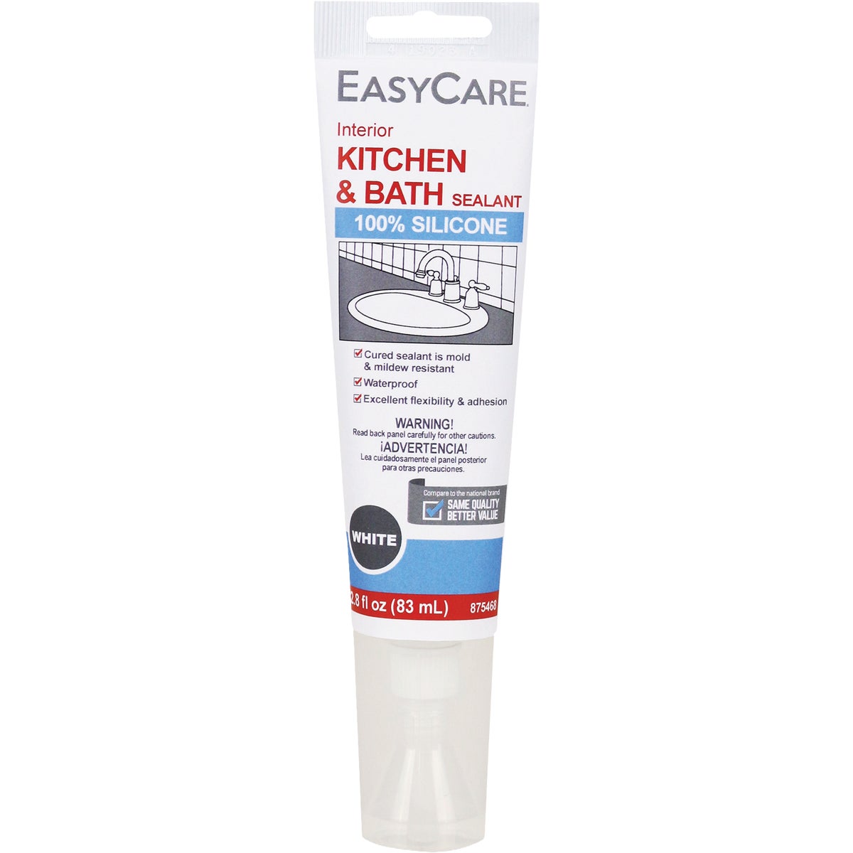 EasyCare 2.8 Oz. White Kitchen & Bath Silicone Sealant