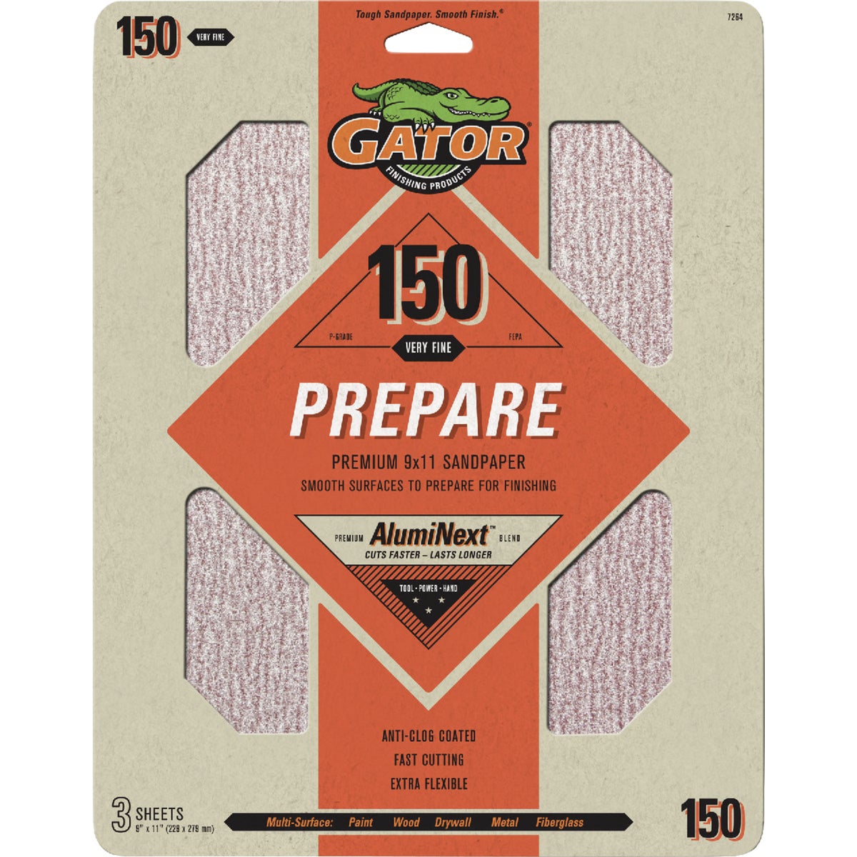 Gator 9 In. x 11 In. 150-Grit Sandpaper (3-Pack)