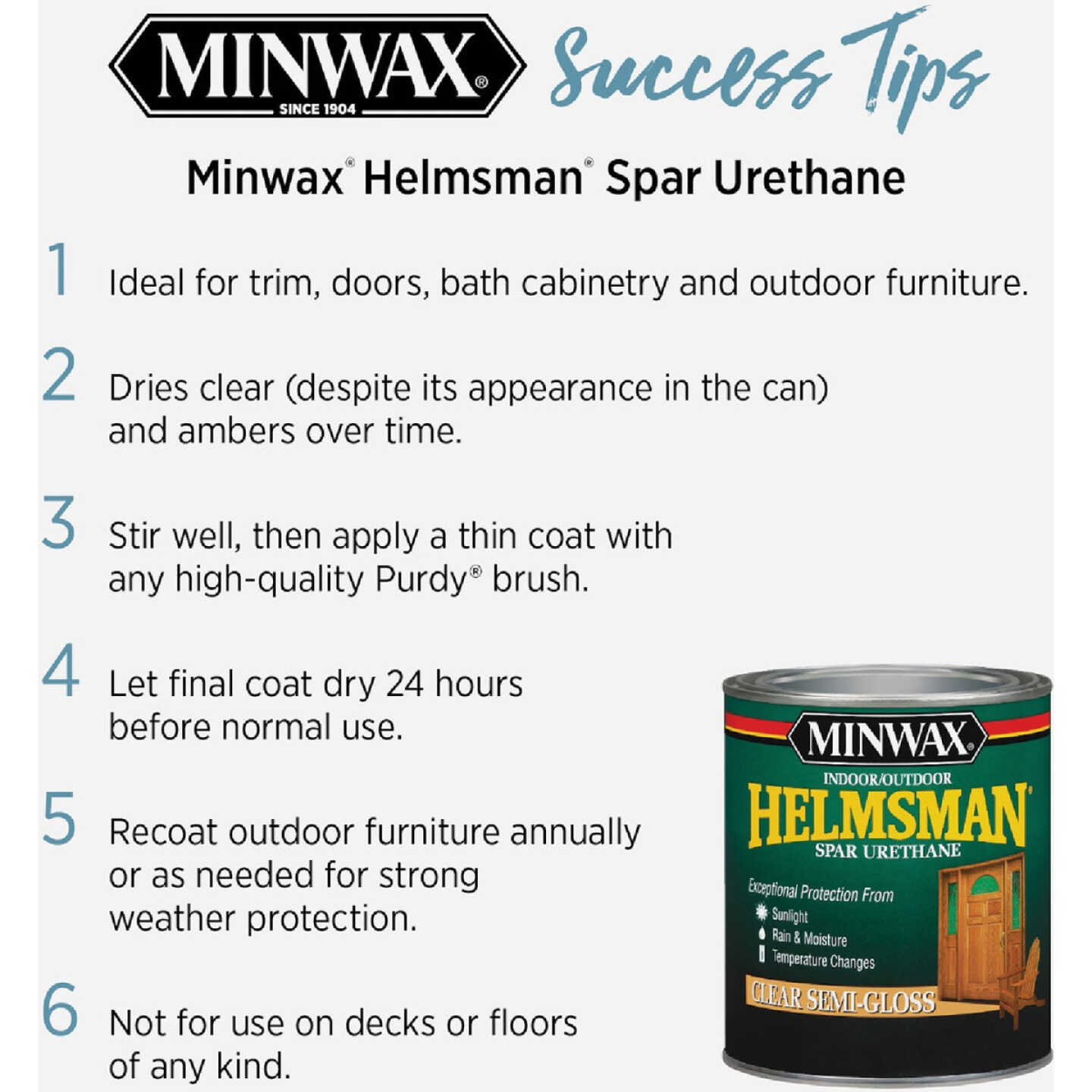 Minwax Helmsman Satin Clear Spar Urethane, 1 Qt. Image 7