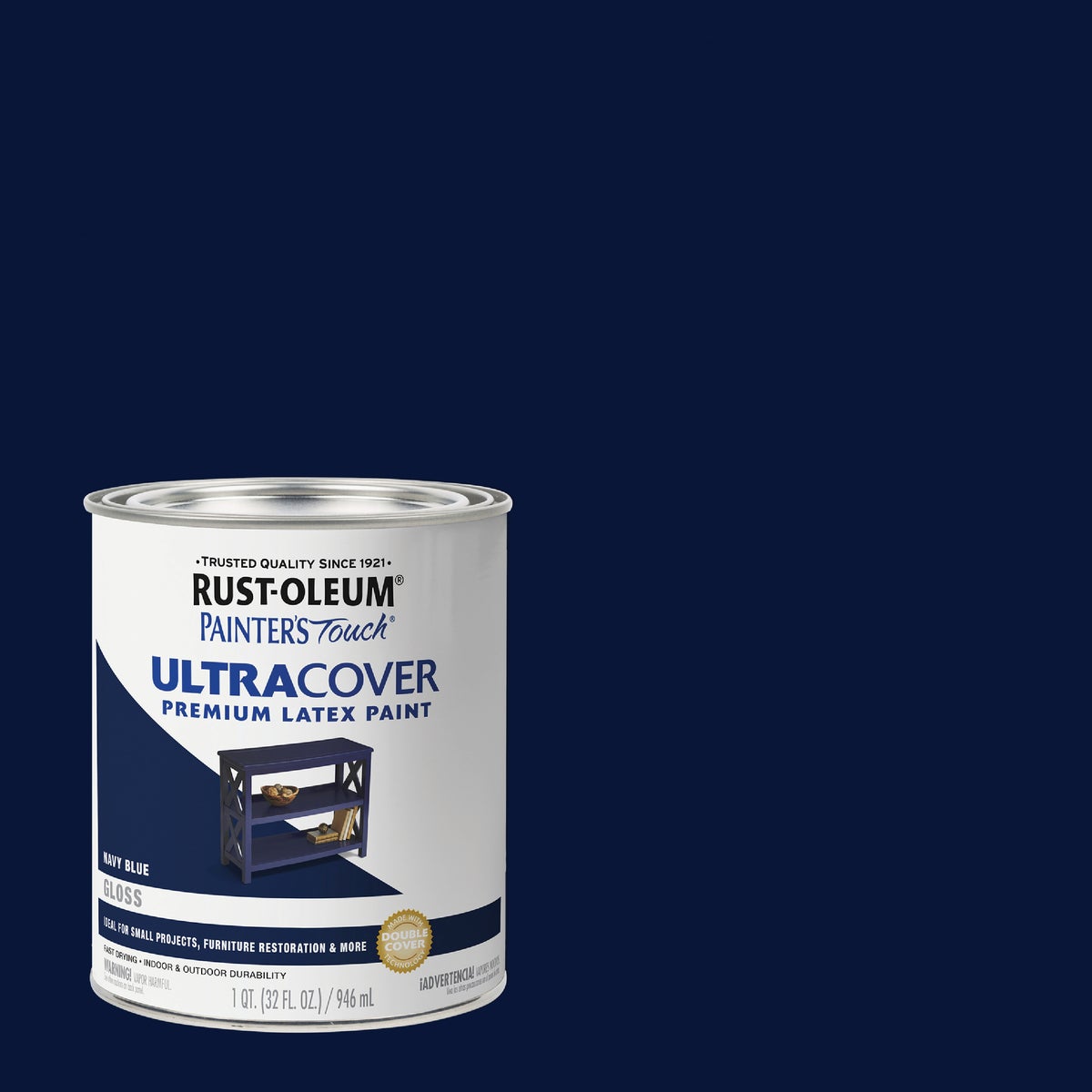 Rust-Oleum Painter's Touch 2X Ultra Cover Premium Latex Paint, Gloss Navy Blue, 1 Qt.