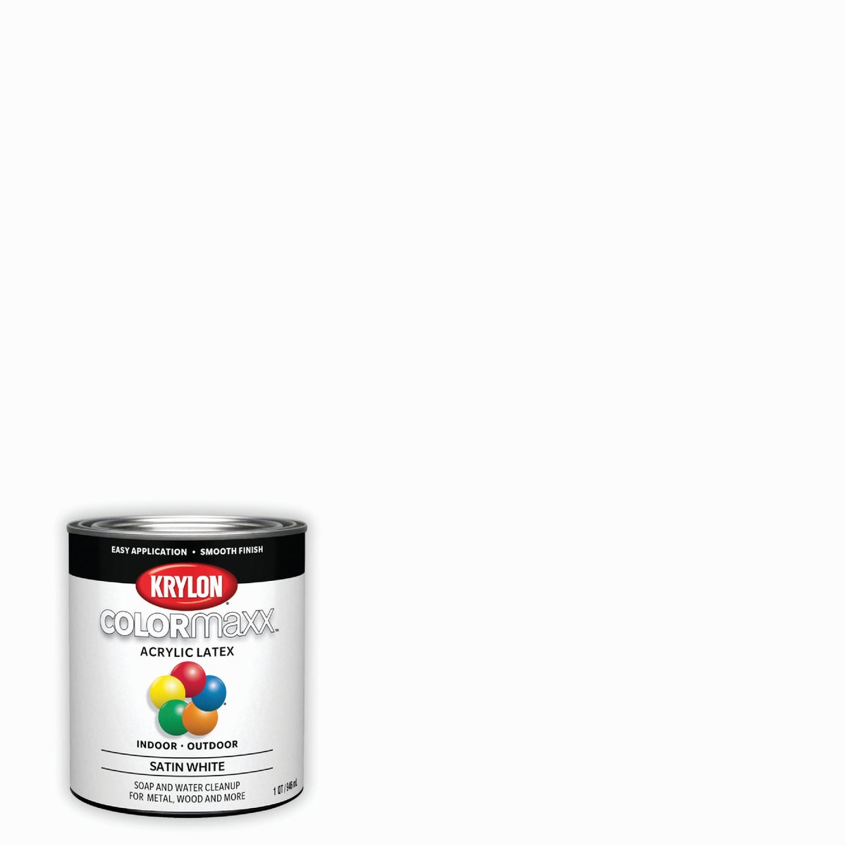 Krylon ColorMaxx Satin Interior/Exterior Acrylic Latex Paint, White, 1 Qt.
