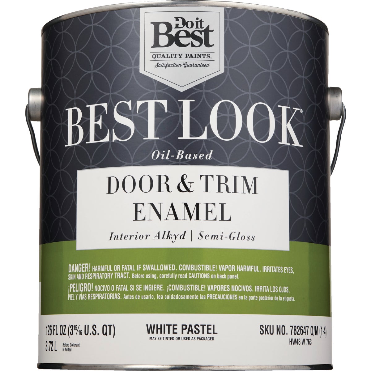 Best Look Alkyd/Oil Base Semi-Gloss Door & Trim Enamel Interior Wall Paint, White-Pastel Base, 1 Gal. Image 2