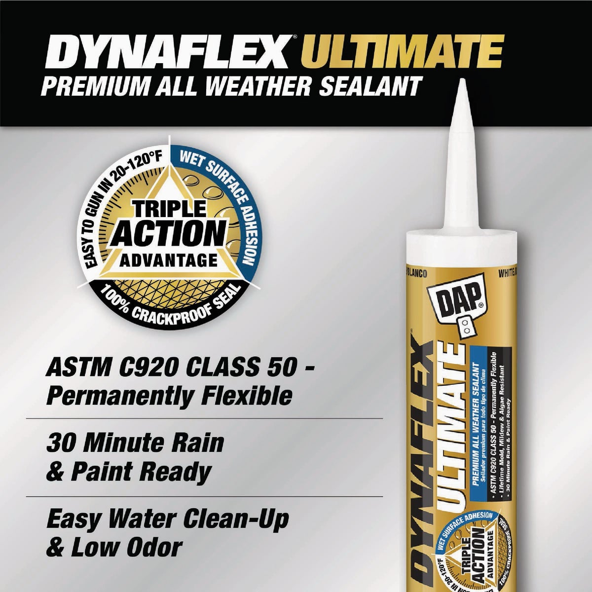 DAP DYNAFLEX ULTIMATE 10.1 Oz. Premium All-Weather Sealant, White Image 2