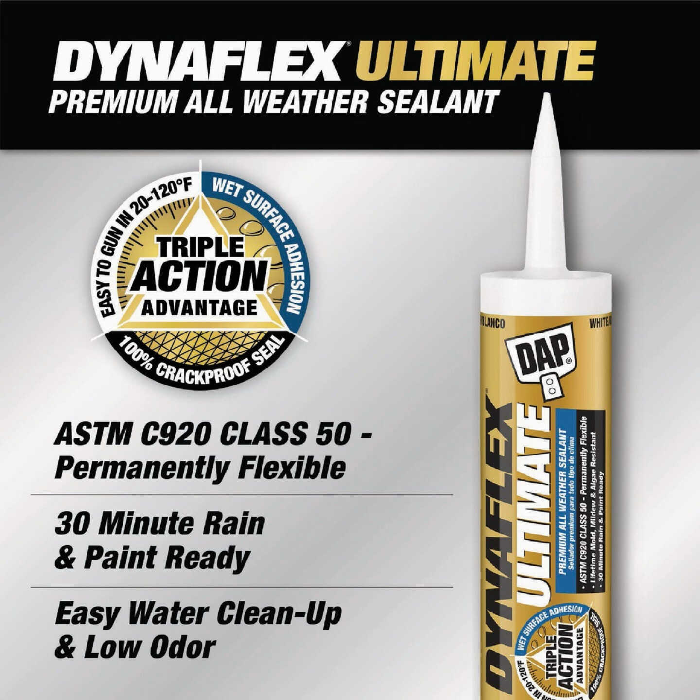 DAP DYNAFLEX ULTIMATE 10.1 Oz. Premium All-Weather Sealant, White Image 2