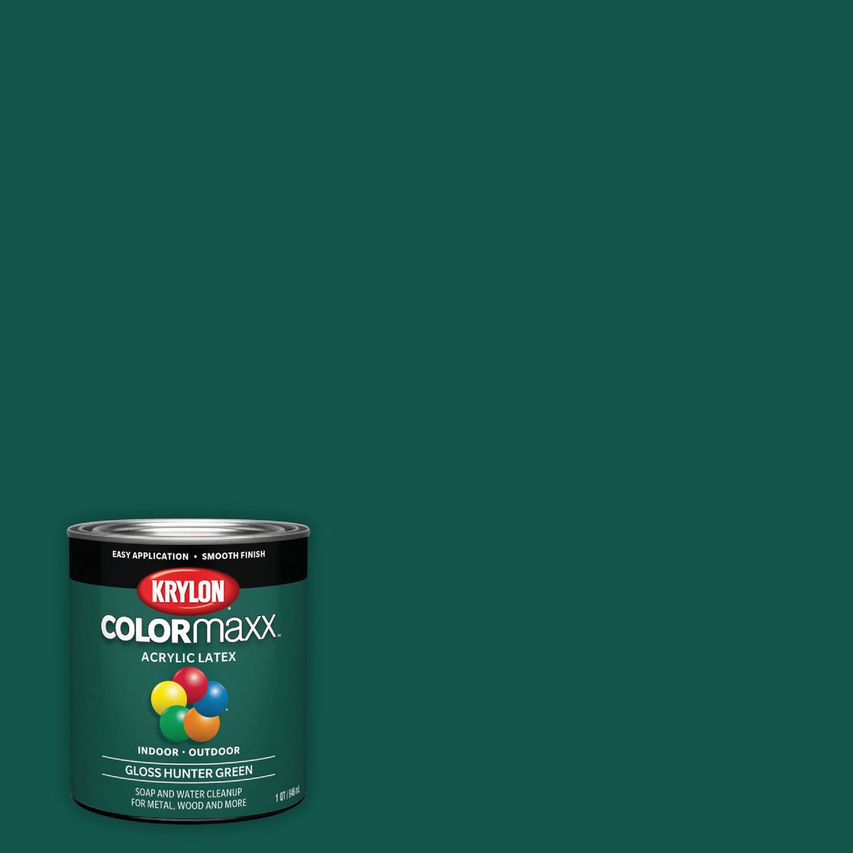 Krylon ColorMaxx Gloss Interior/Exterior Acrylic Latex Paint, Hunter Green, 1 Qt.