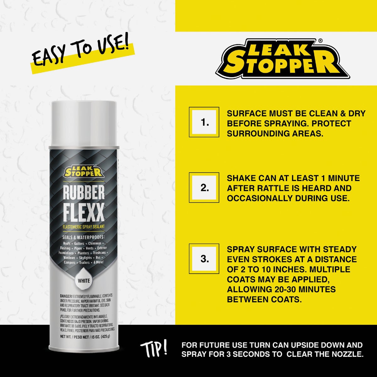 Black Jack Leak Stopper 15 Oz. White Rubber Flexx Spray Sealant Image 4