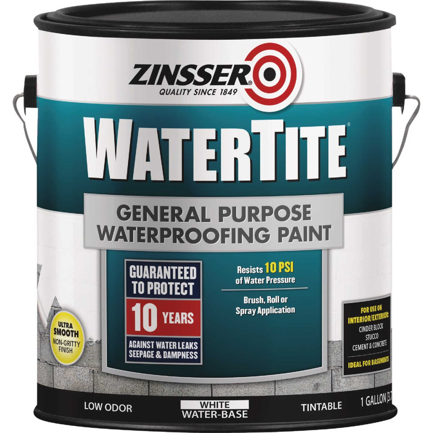 Zinsser WaterTite White General Purpose Waterproofing Paint, 1 Gal. Image 1