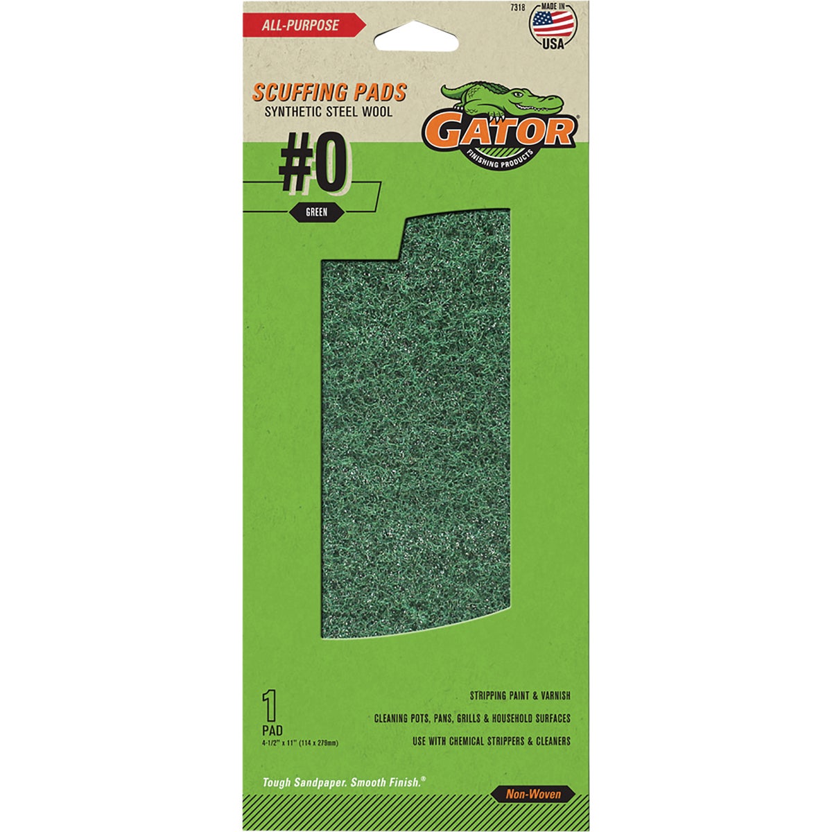 Gator Green Synthetic Steel Wool Scuffing Pad, #0 Fine Grit