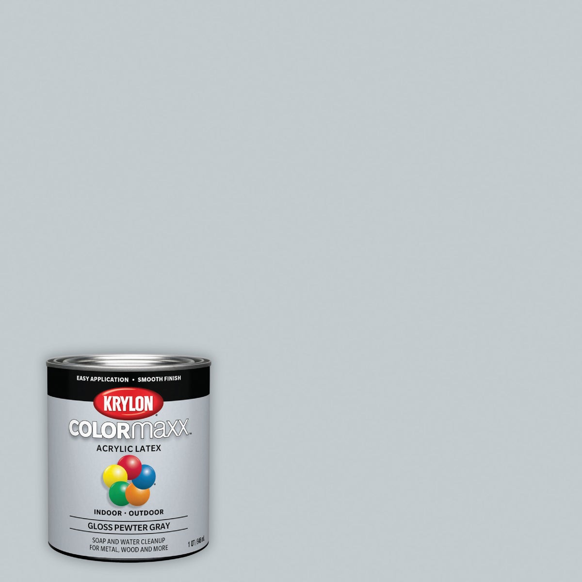 Krylon ColorMaxx Gloss Interior/Exterior Acrylic Latex Paint, Pewter Gray, 1 Qt.