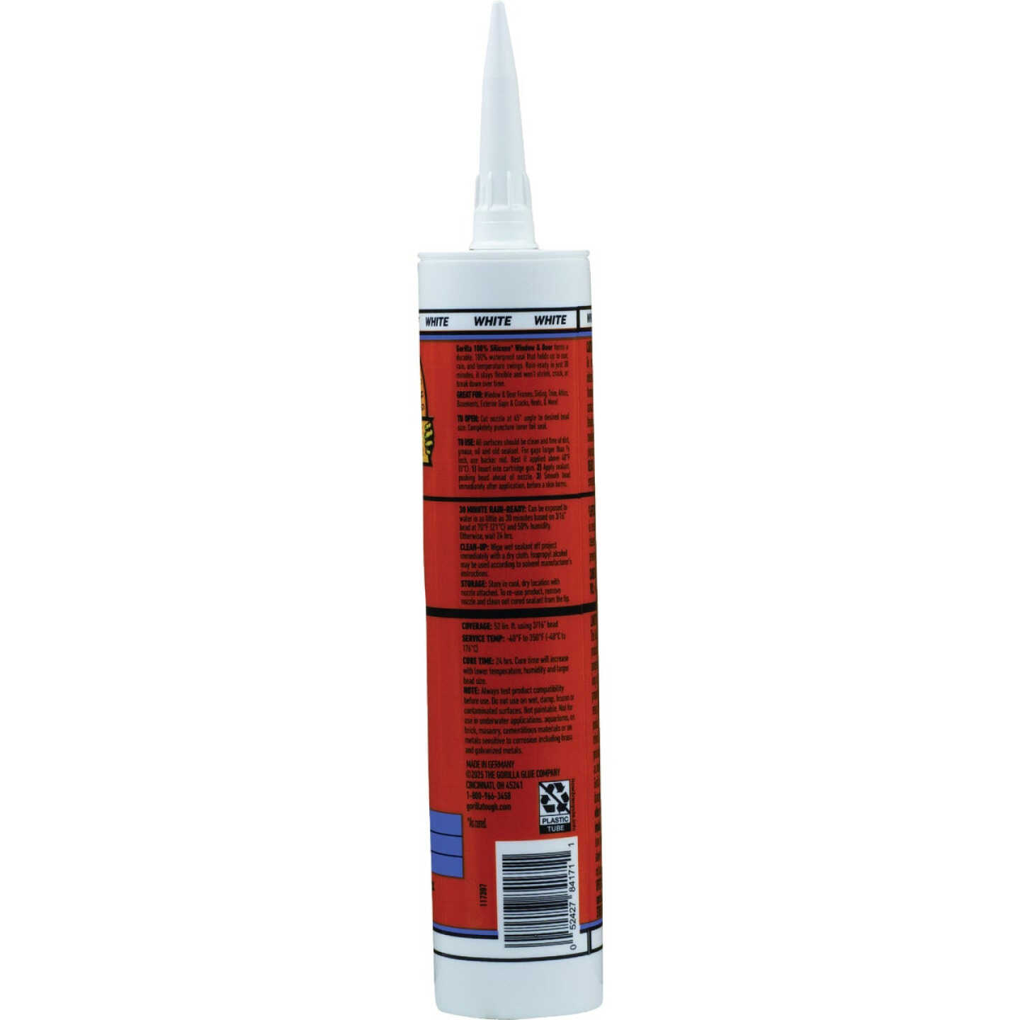 Gorilla 10 Oz. Window & Door Silicone Sealant Cartridge, White Image 2
