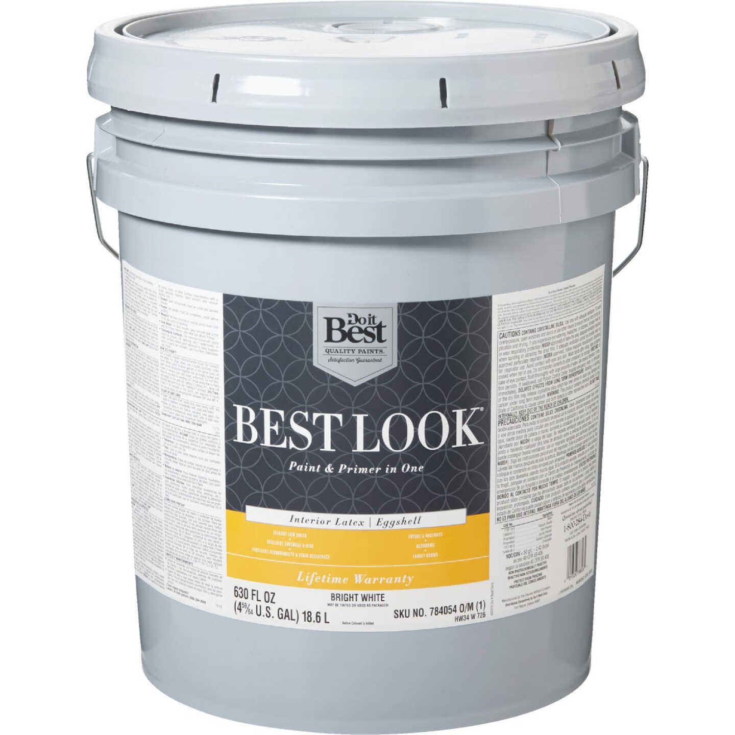 Best Look Latex Premium Paint & Primer In One Eggshell Interior Wall Paint, Bright White, 5 Gal. Image 1