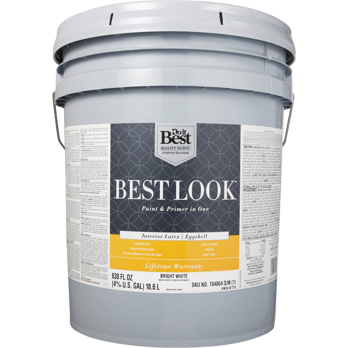 Best Look Latex Premium Paint & Primer In One Eggshell Interior Wall Paint, Bright White, 5 Gal. Image 2