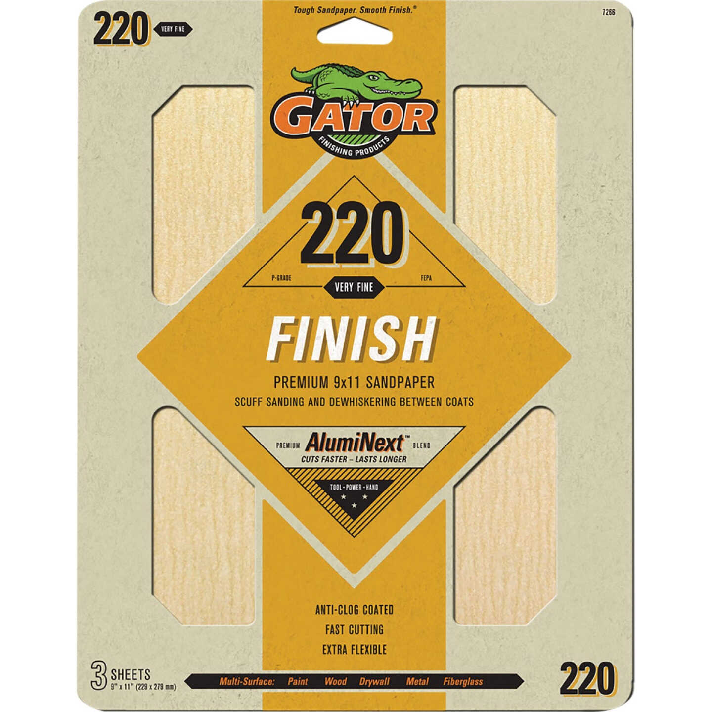 Gator 9 In. x 11 In. 220-Grit Sandpaper Sheet (3-Pack) Image 1