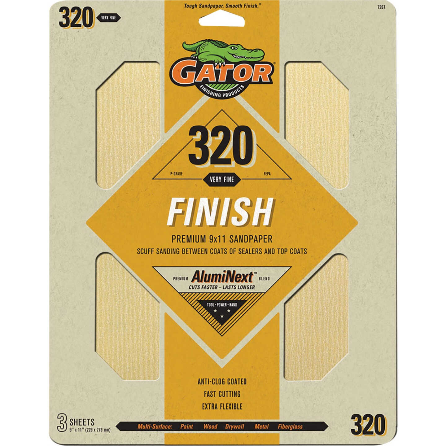 Gator 9 In. x 11 In. 320-Grit Sandpaper (3-Pack) Image 1