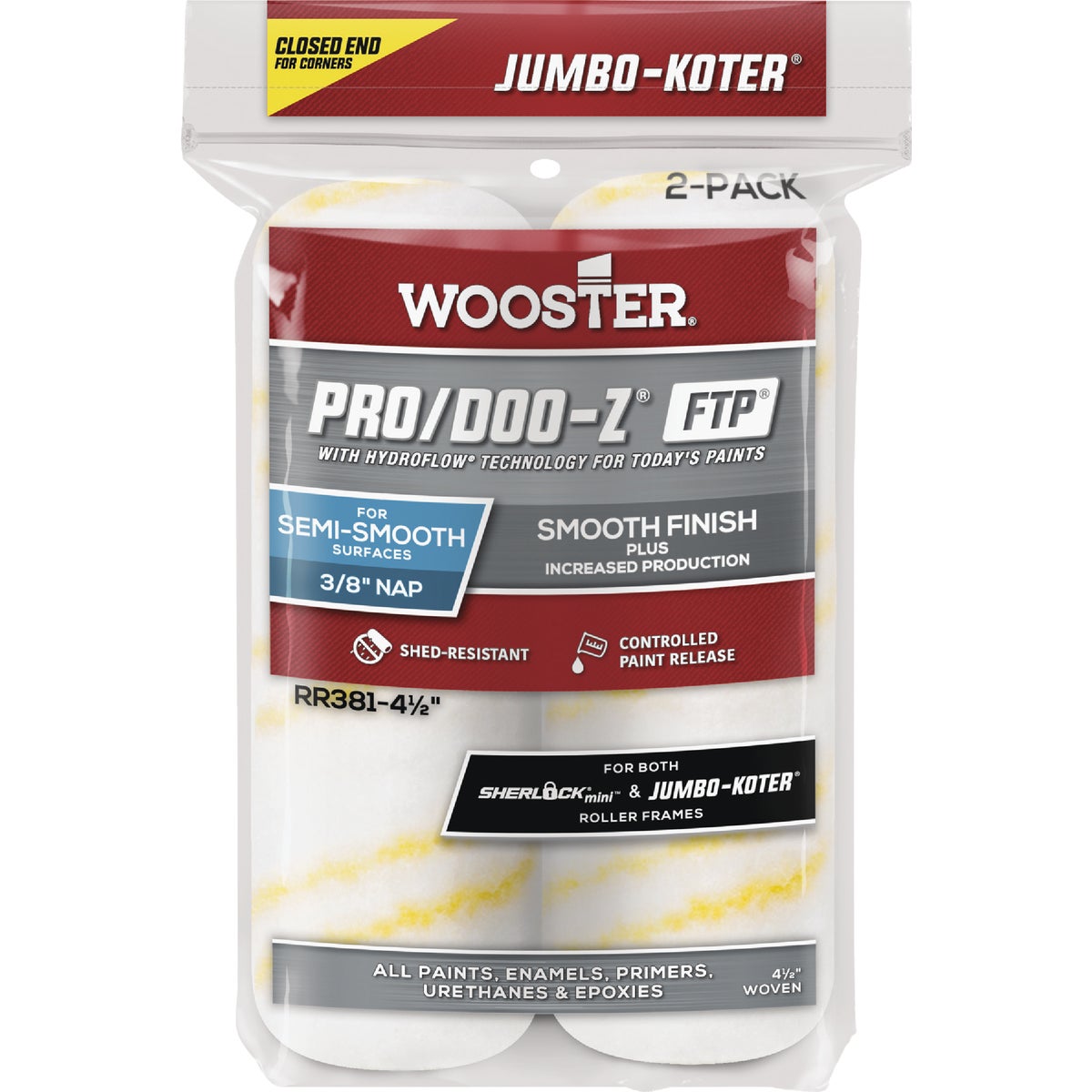 Wooster Jumbo-Koter Pro/Doo-Z FTP 4-1/2 In. x 3/8 In. Woven Paint Roller Cover (2-Pack) Image 1