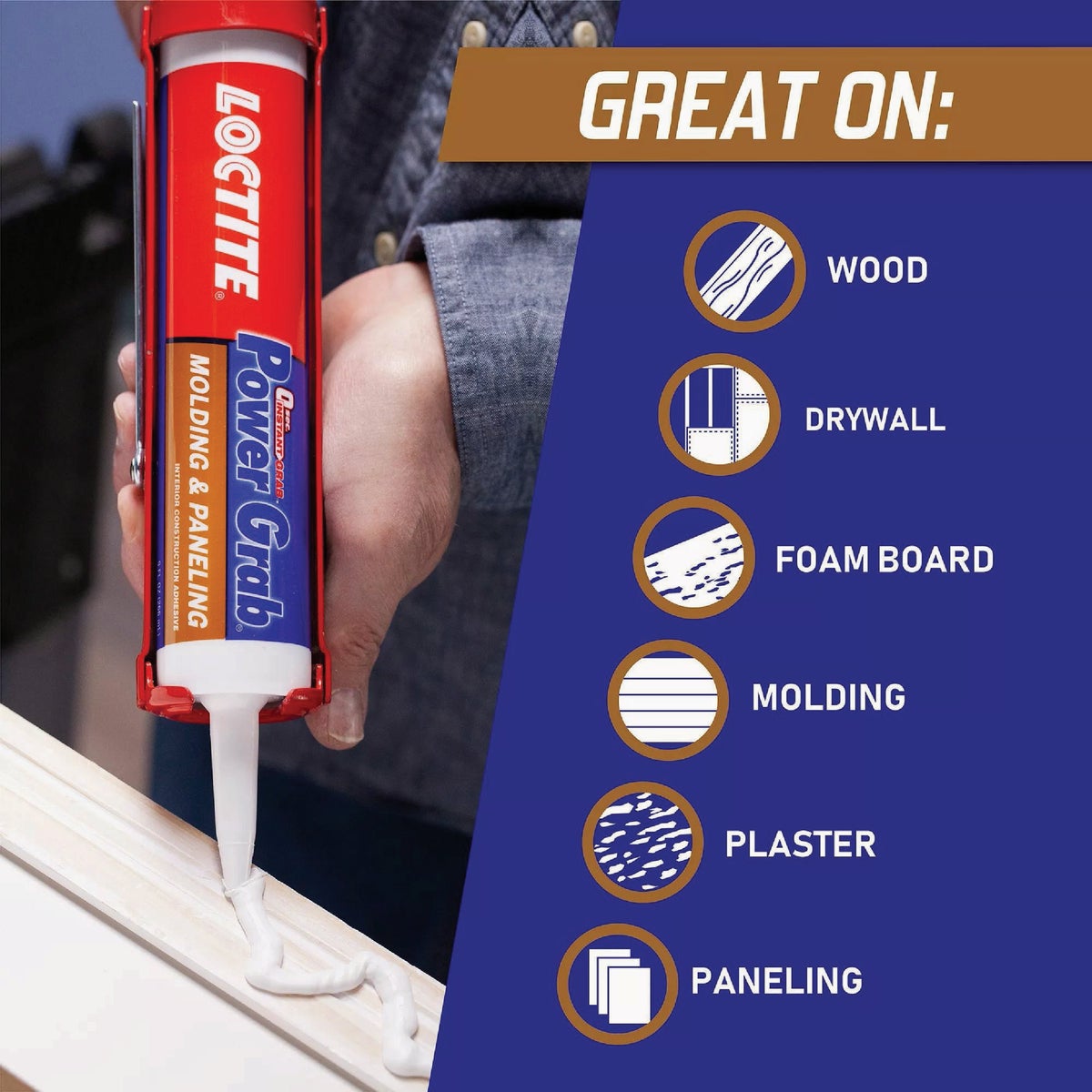 LOCTITE Power Grab Express 9 Oz. White Molding & Paneling Construction Adhesive Image 3