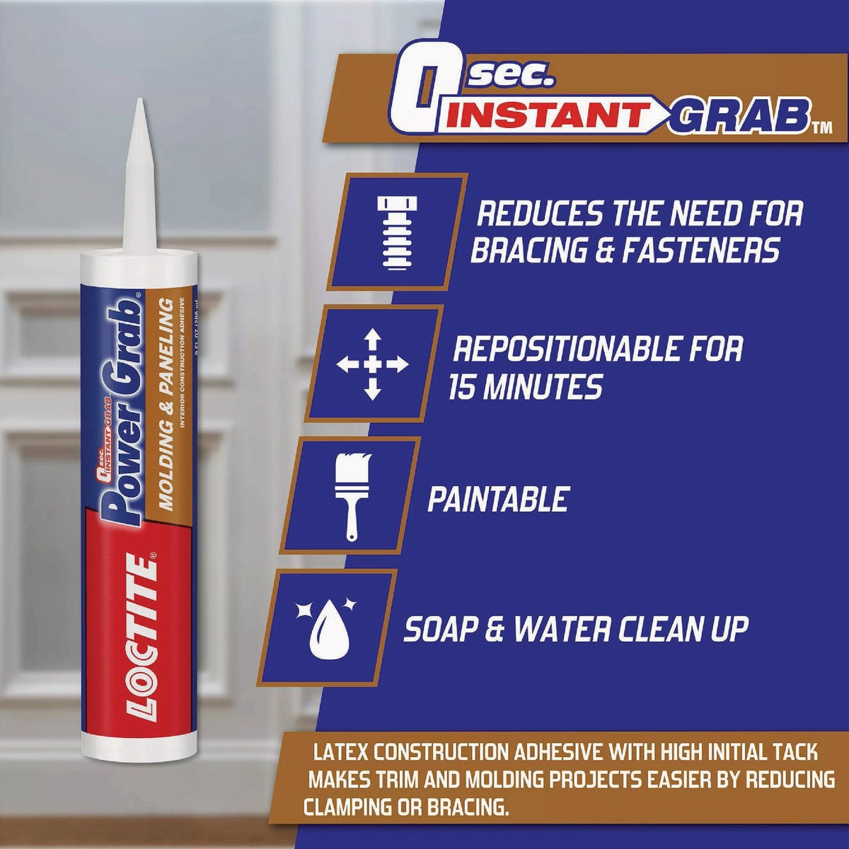 LOCTITE Power Grab Express 9 Oz. White Molding & Paneling Construction Adhesive Image 2
