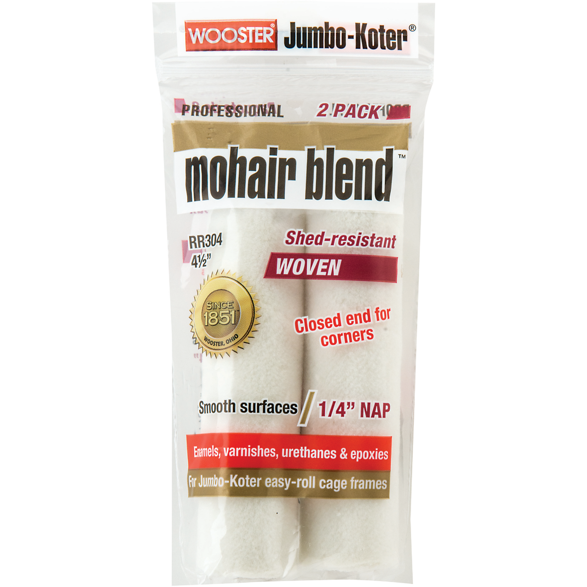 Wooster Jumbo-Koter 4-1/2 In. x 1/4 In. Mohair Blend Mini Woven Fabric Roller Cover (2-Pack) Image 1
