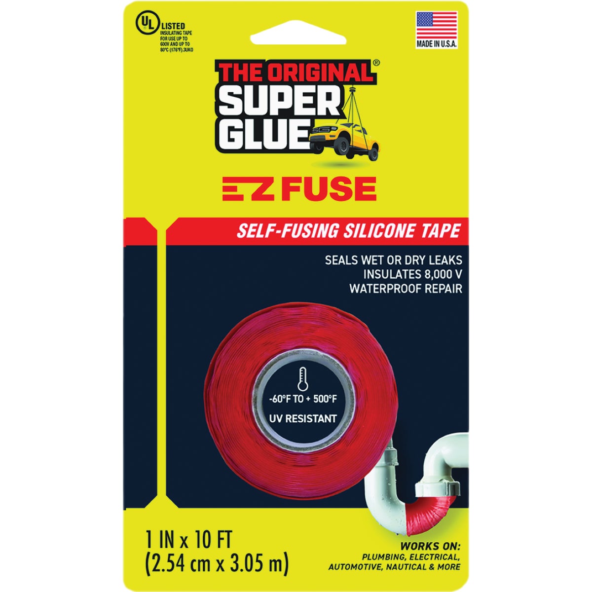 Super Glue 1 In. x 10 Ft. E-Z Fuse Silicone Tape, Red