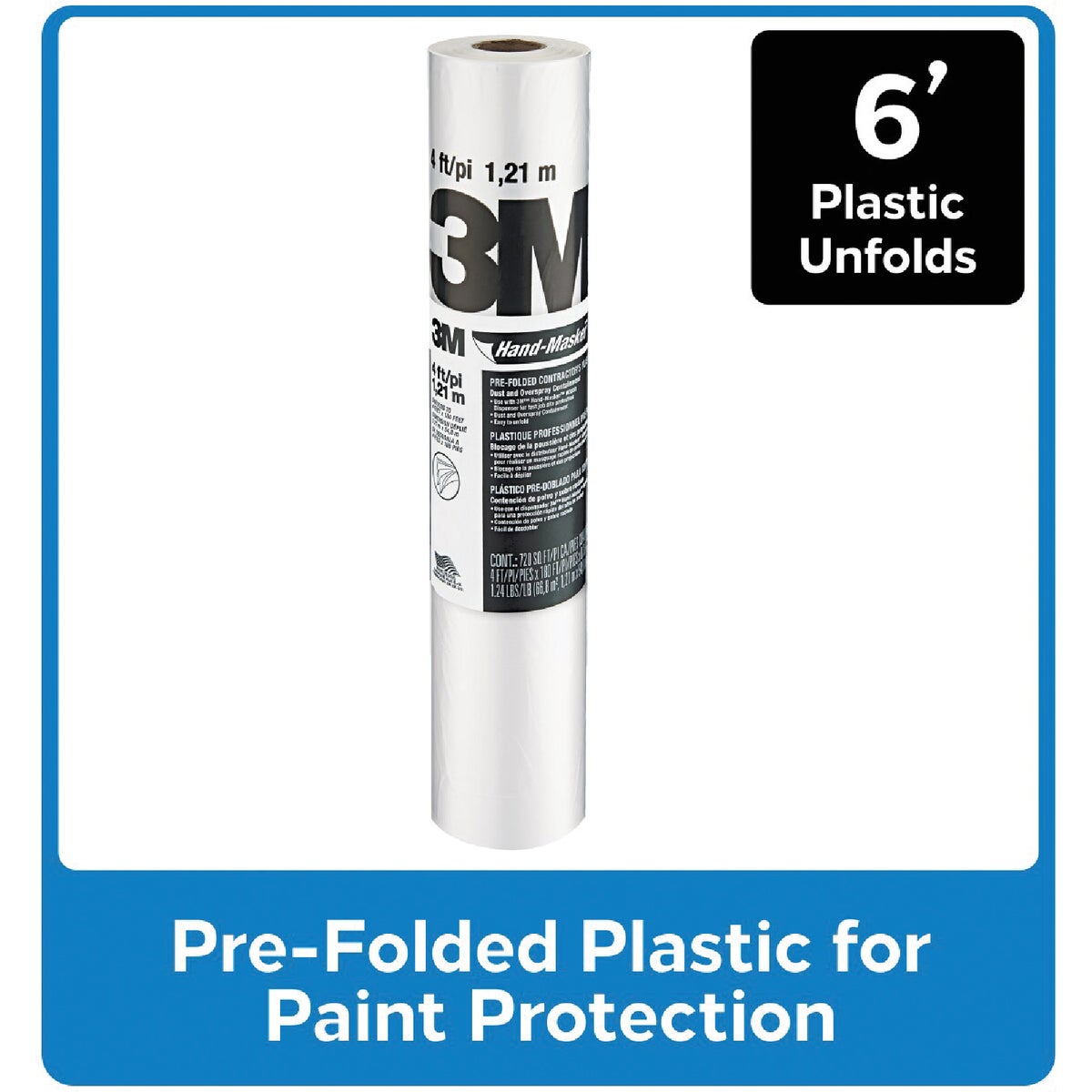 3M Hand Masker 6 Ft. x 90 Ft. Contractor's Plastic Drop Cloth Image 1