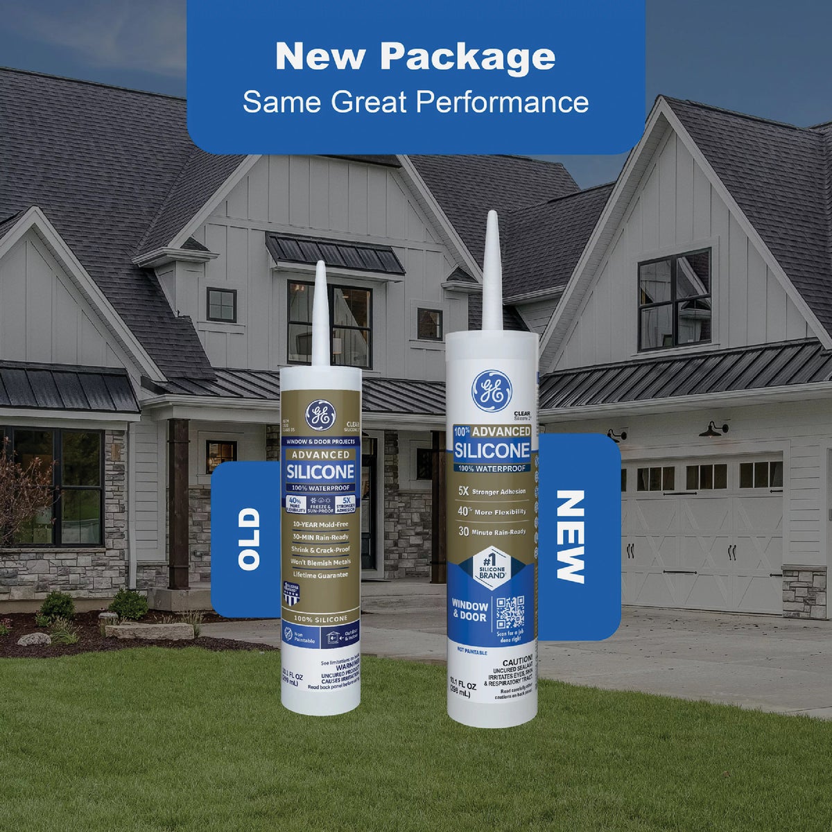 GE Advanced Silicone Window & Door Sealant, White, 10.1 Oz. Tube Image 2