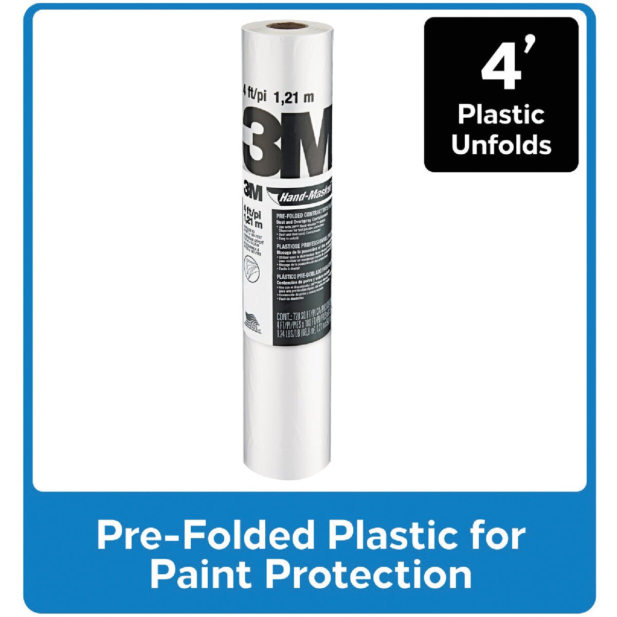3M Hand Masker 4 Ft. x 180 Ft. Contractor's Plastic Drop Cloth Image 1