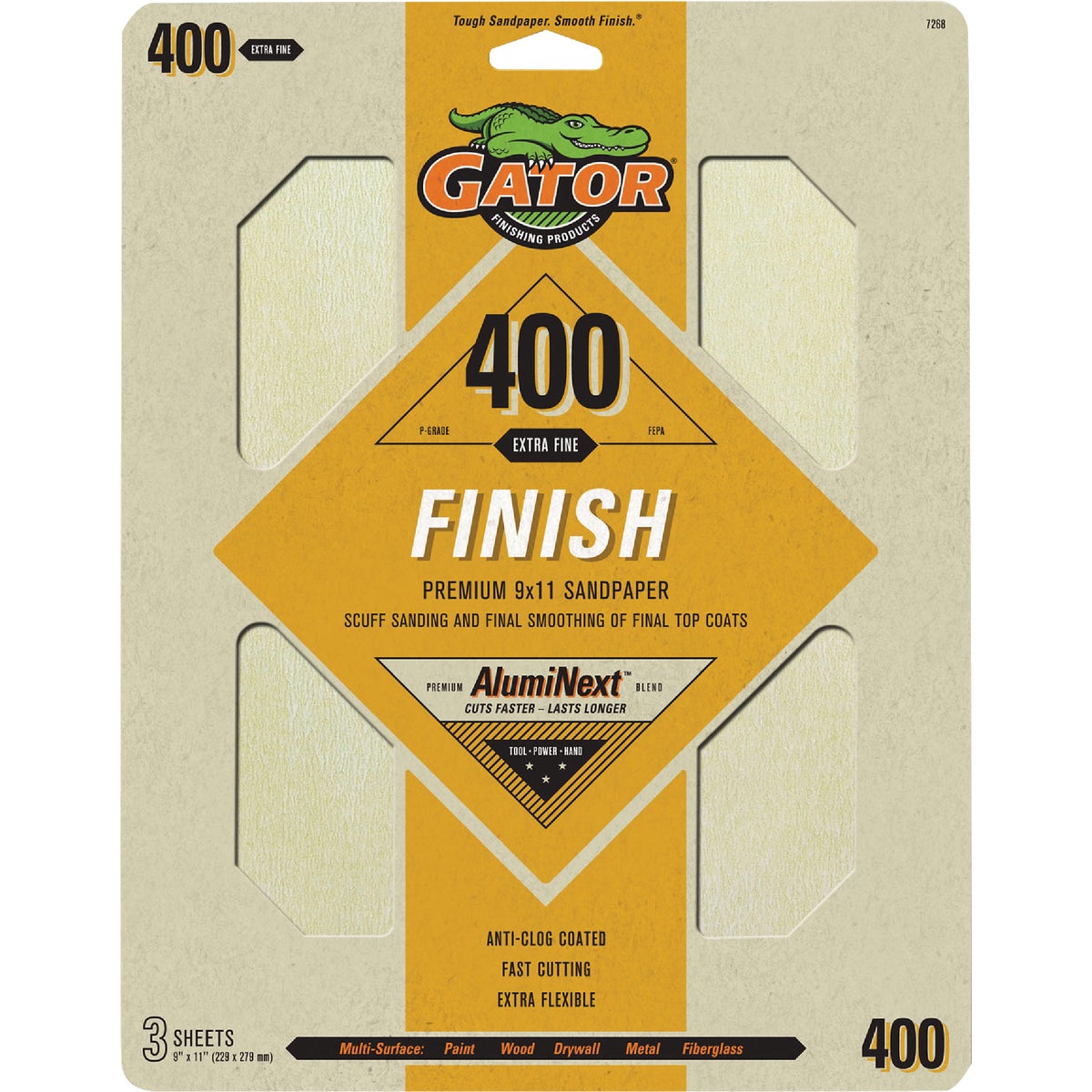 Gator 9 In. x 11 In. 400-Grit Sandpaper (3-Pack)