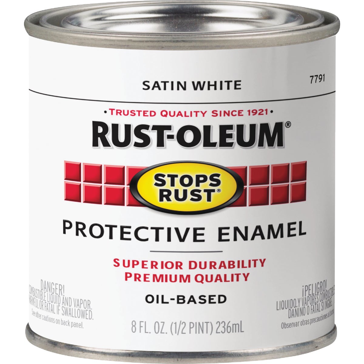 Rust-Oleum Stops Rust Oil Based Satin Protective Rust Control Enamel, White, 1/2 Pt. Image 7