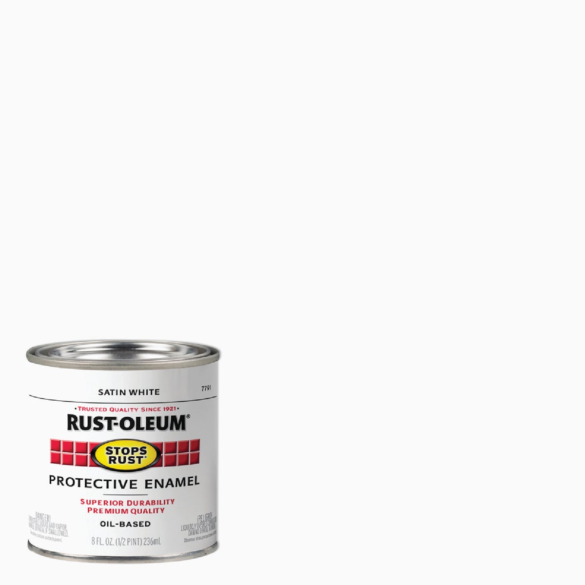 Rust-Oleum Stops Rust Oil Based Satin Protective Rust Control Enamel, White, 1/2 Pt. Image 1