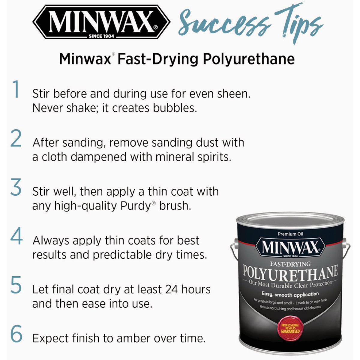 Minwax Warm Ultra Flat Clear Fast-Drying Polyurethane, 1/2 Pt. Image 3