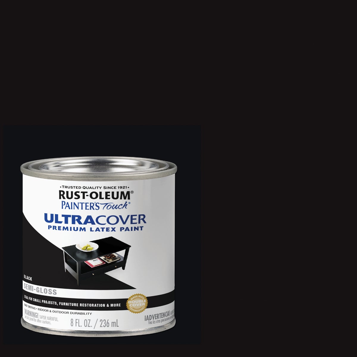 Rust-Oleum Painter's Touch 2X Ultra Cover Premium Latex Paint, Semi-Gloss Black, 1/2 Pt.