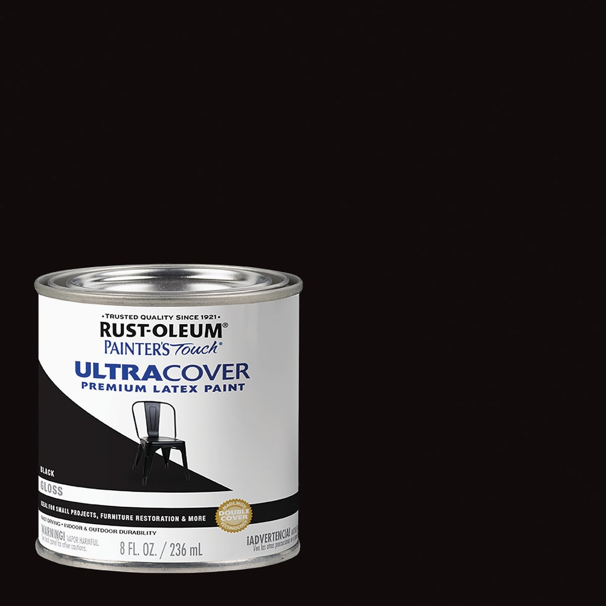 Rust-Oleum Painter's Touch 2X Ultra Cover Premium Latex Paint, Black Gloss, 1/2 Pt.