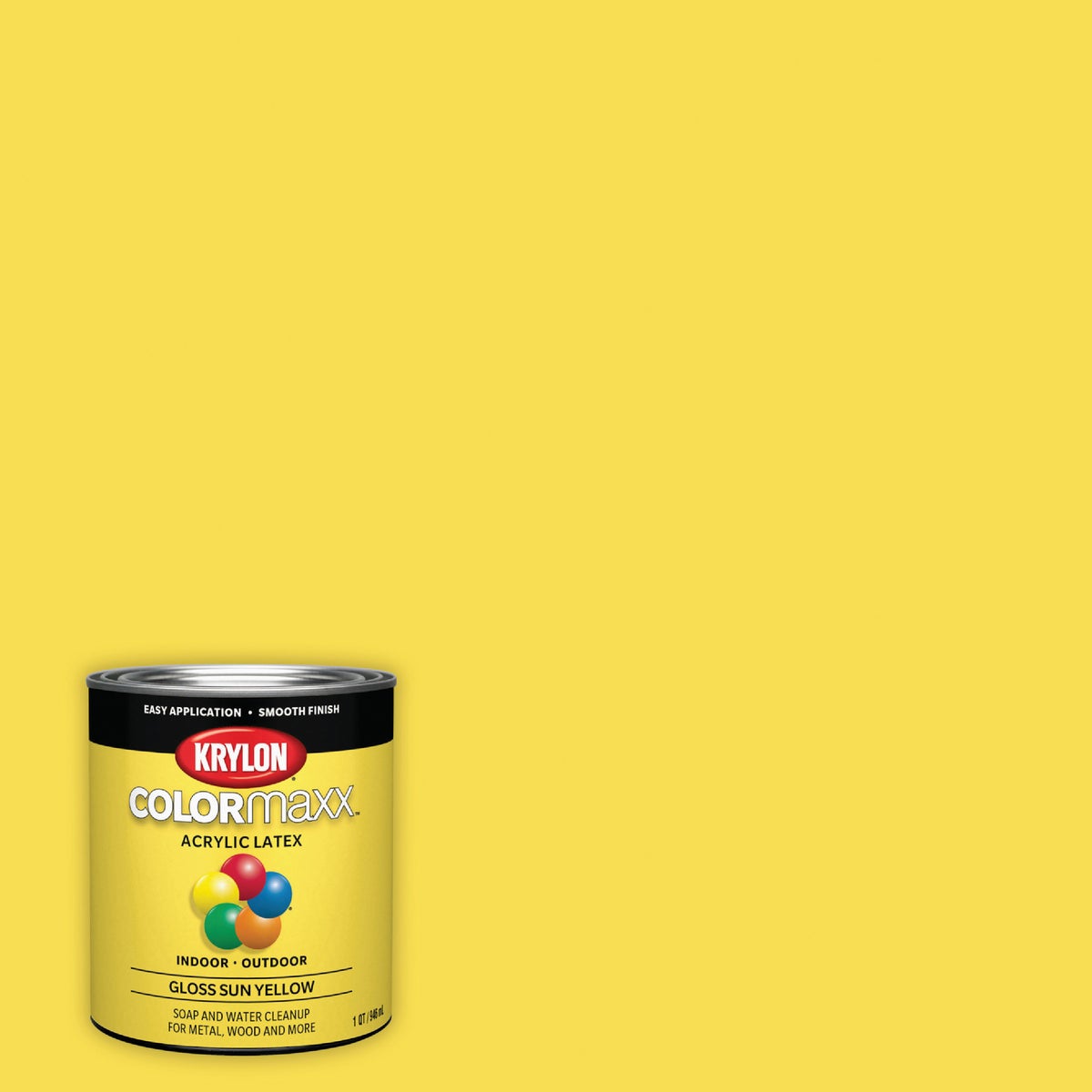 Krylon ColorMaxx Gloss Interior/Exterior Acrylic Latex Paint, Sun Yellow, 1 Qt.