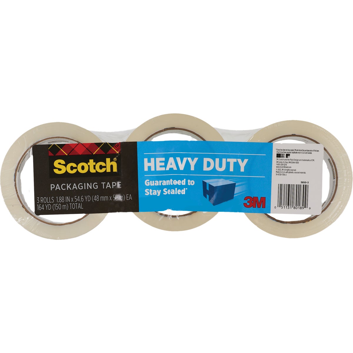 Scotch 1.88 In. x 54.6 Yd. Heavy Duty Shipping Packaging Tape (3-Pack) Image 2