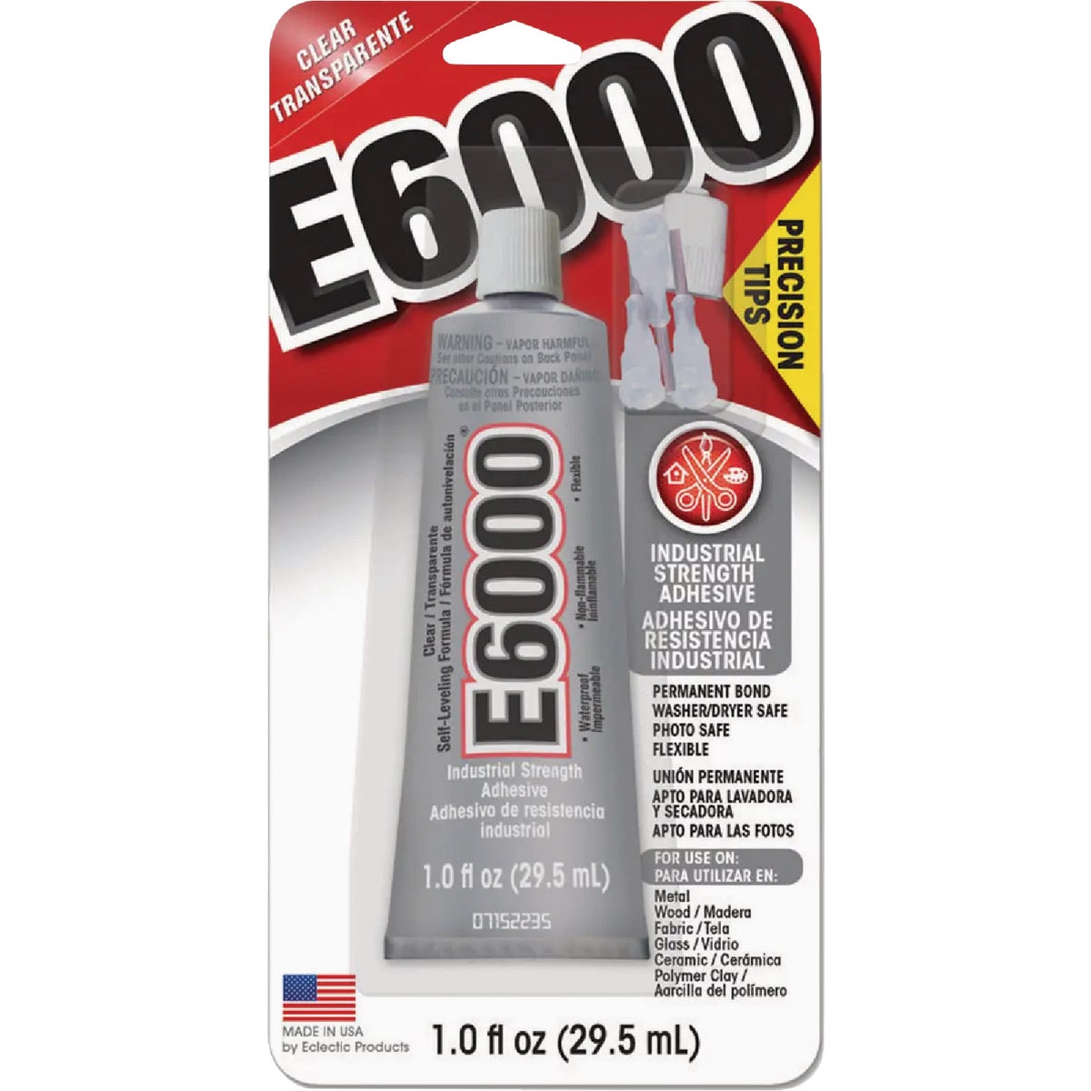 E6000 1 Oz. Industrial Strength Clear Adhesive with 4 Applicator Tips