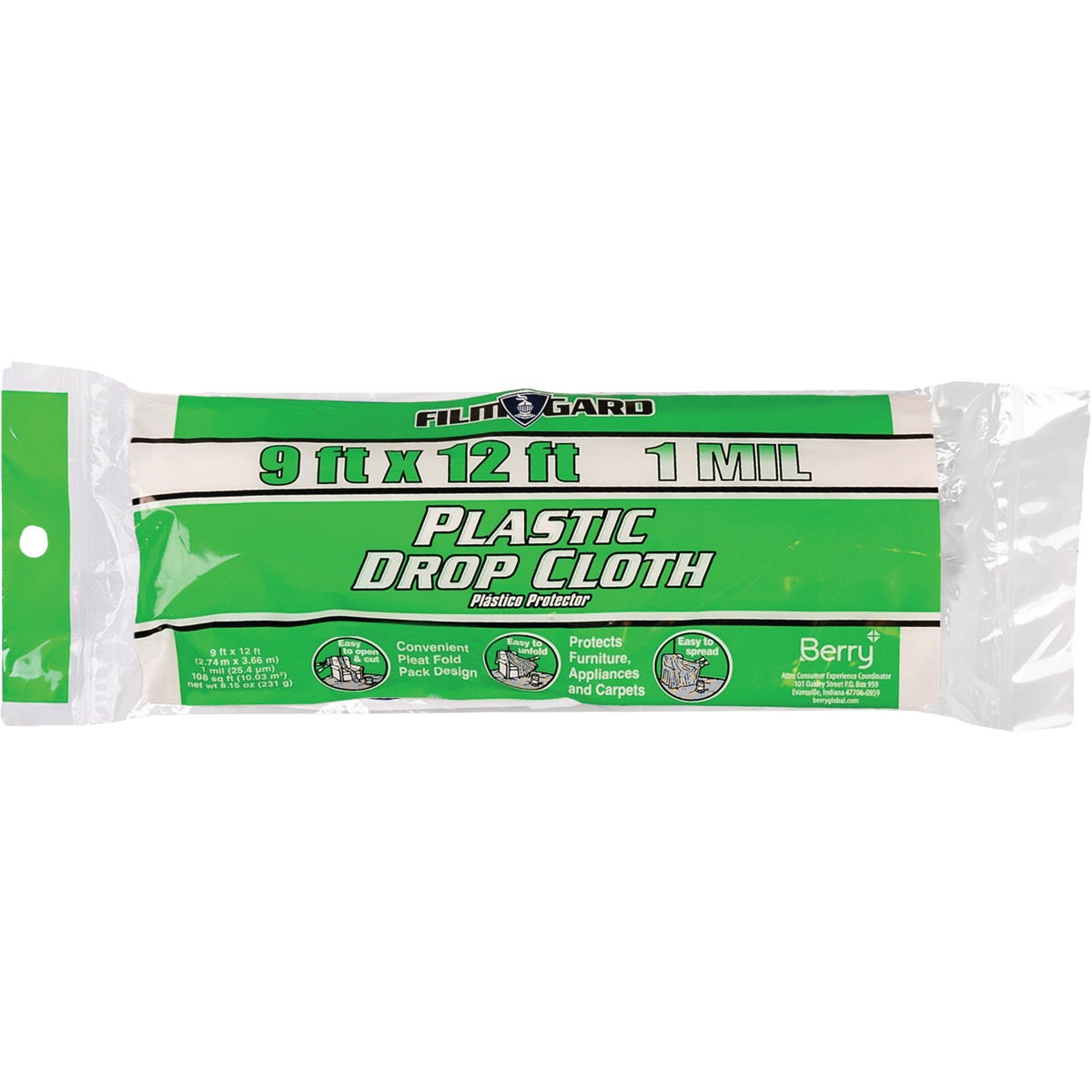 Film-Gard 9 In. x 12 Ft. Medium-Duty Plastic Drop Cloth Image 1