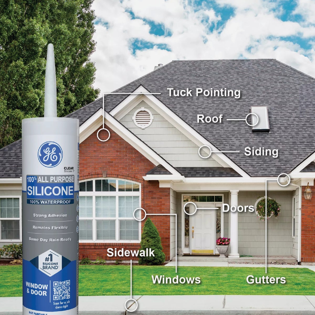 GE Window & Door All-Purpose Sealant, White, 10.1 Oz. Cartridge Image 3