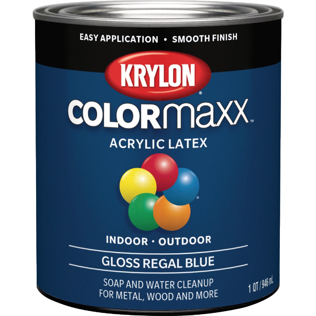 Krylon ColorMaxx Gloss Interior/Exterior Acrylic Latex Paint, Regal Blue, 1 Qt.
