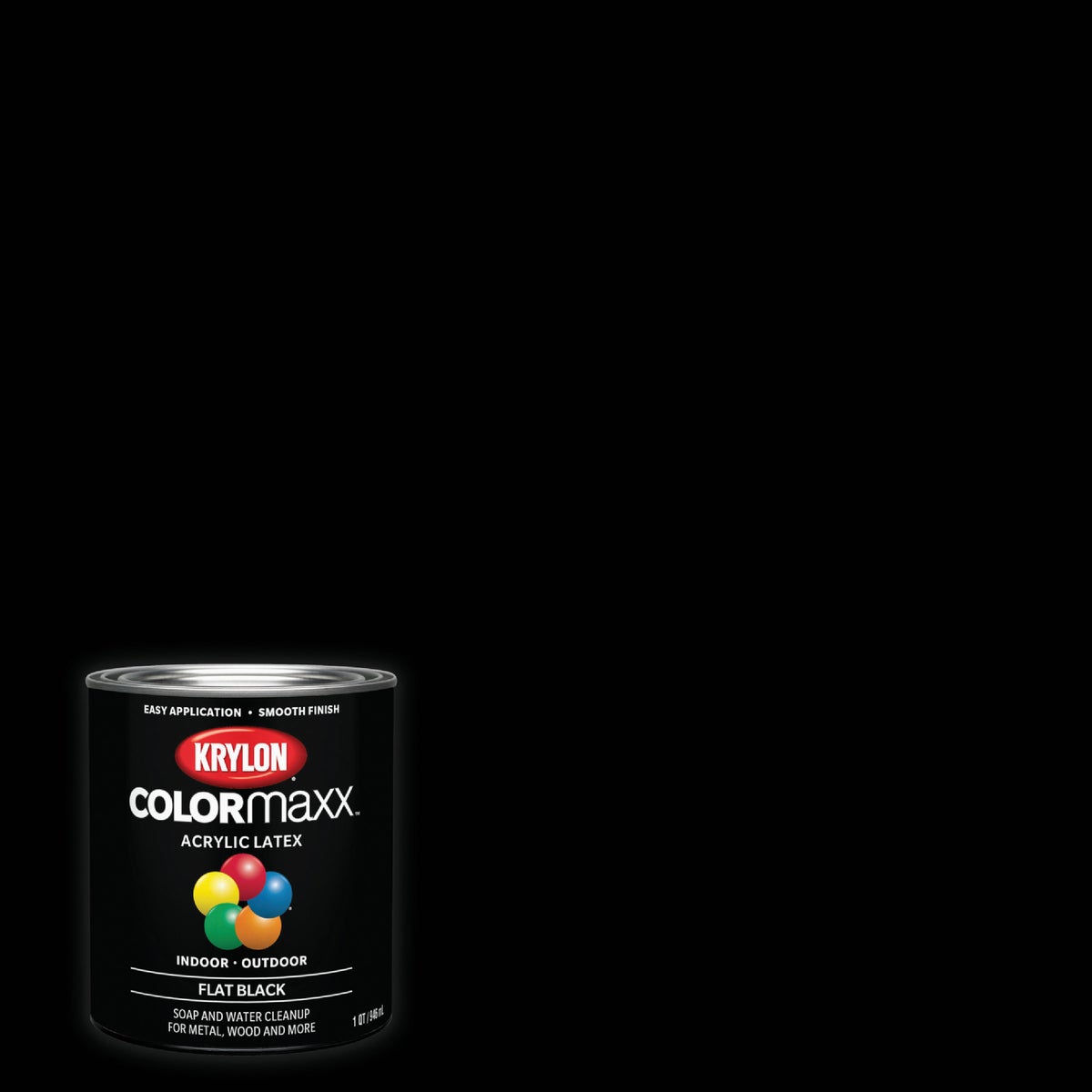 Krylon ColorMaxx Flat Interior/Exterior Acrylic Latex Paint, Black, 1 Qt.