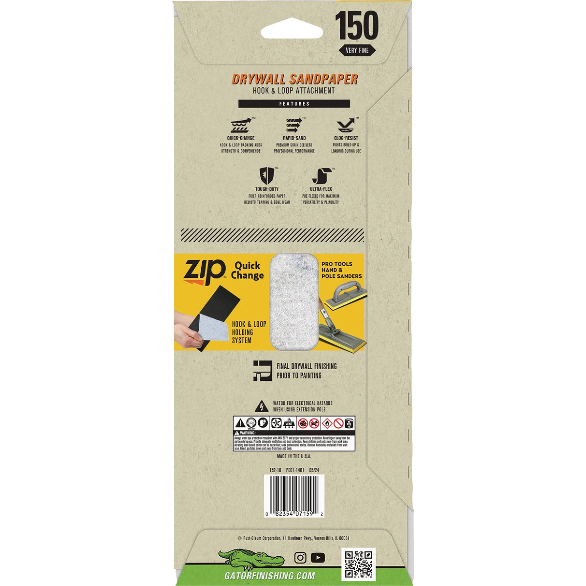 Gator Grit 150 Grit Drywall Hook & Loop Sandpaper (6-Pack)