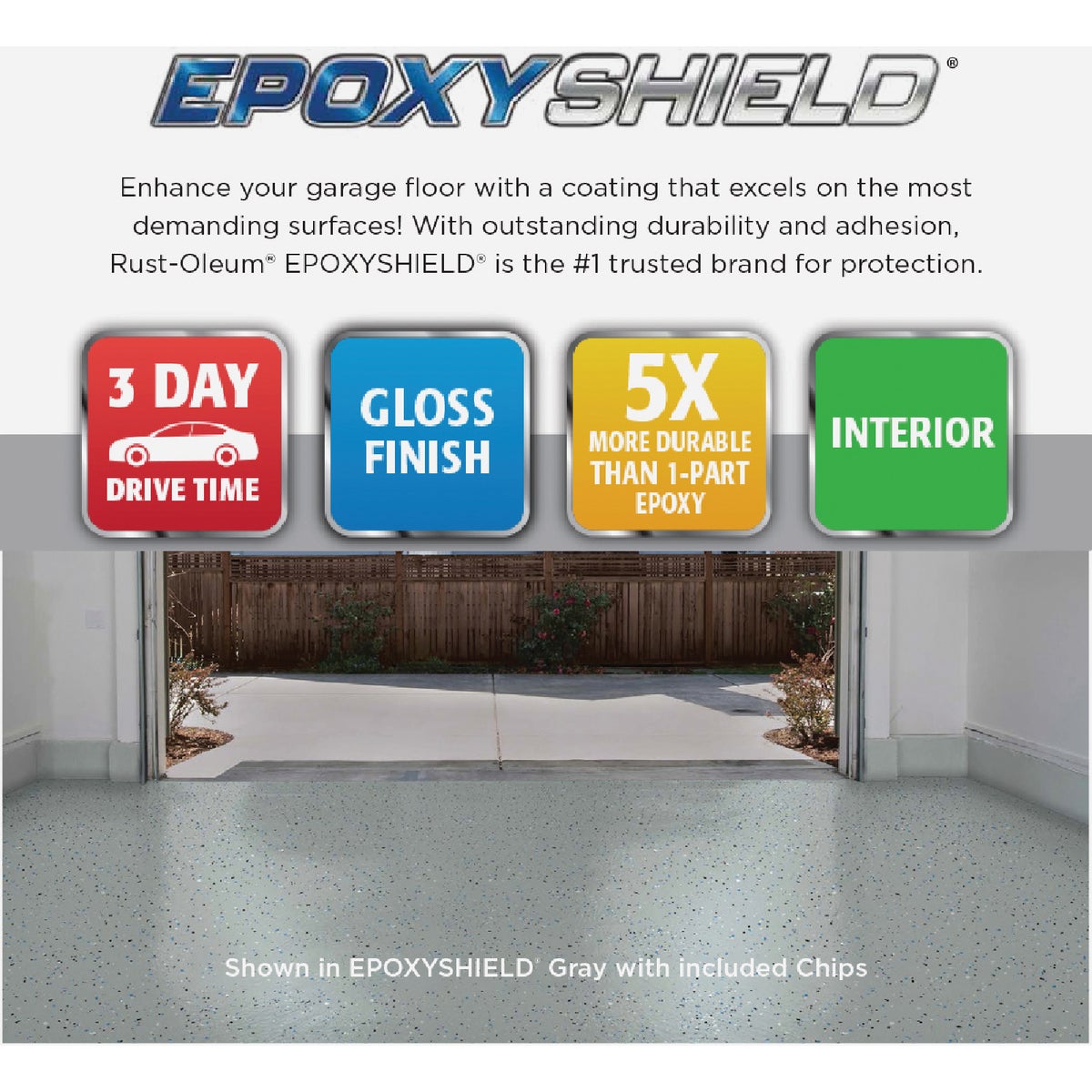Rust-Oleum EPOXYSHIELD Gloss Garage Floor Coating Kit, Gray, 120 Oz. Image 2